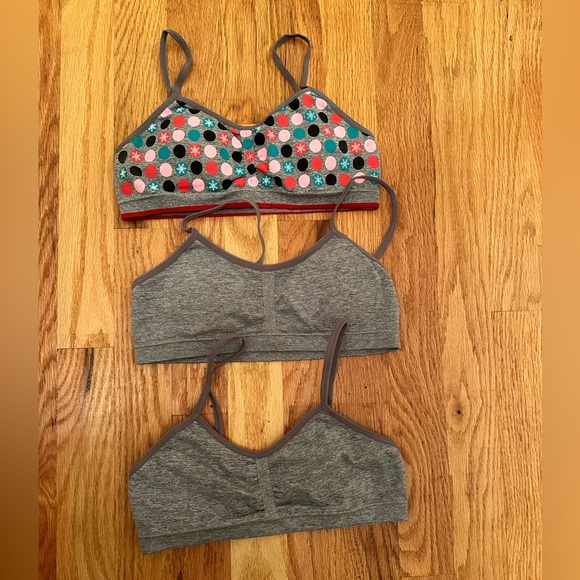 Maidenform Girls Training Bras Girls Size M Sports Bra 3 Pack Gray & Polka Dot - Picture 1 of 3
